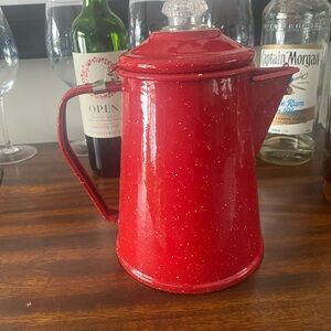 Red Speckled Enamel GSI Coffee Pot/Percolator